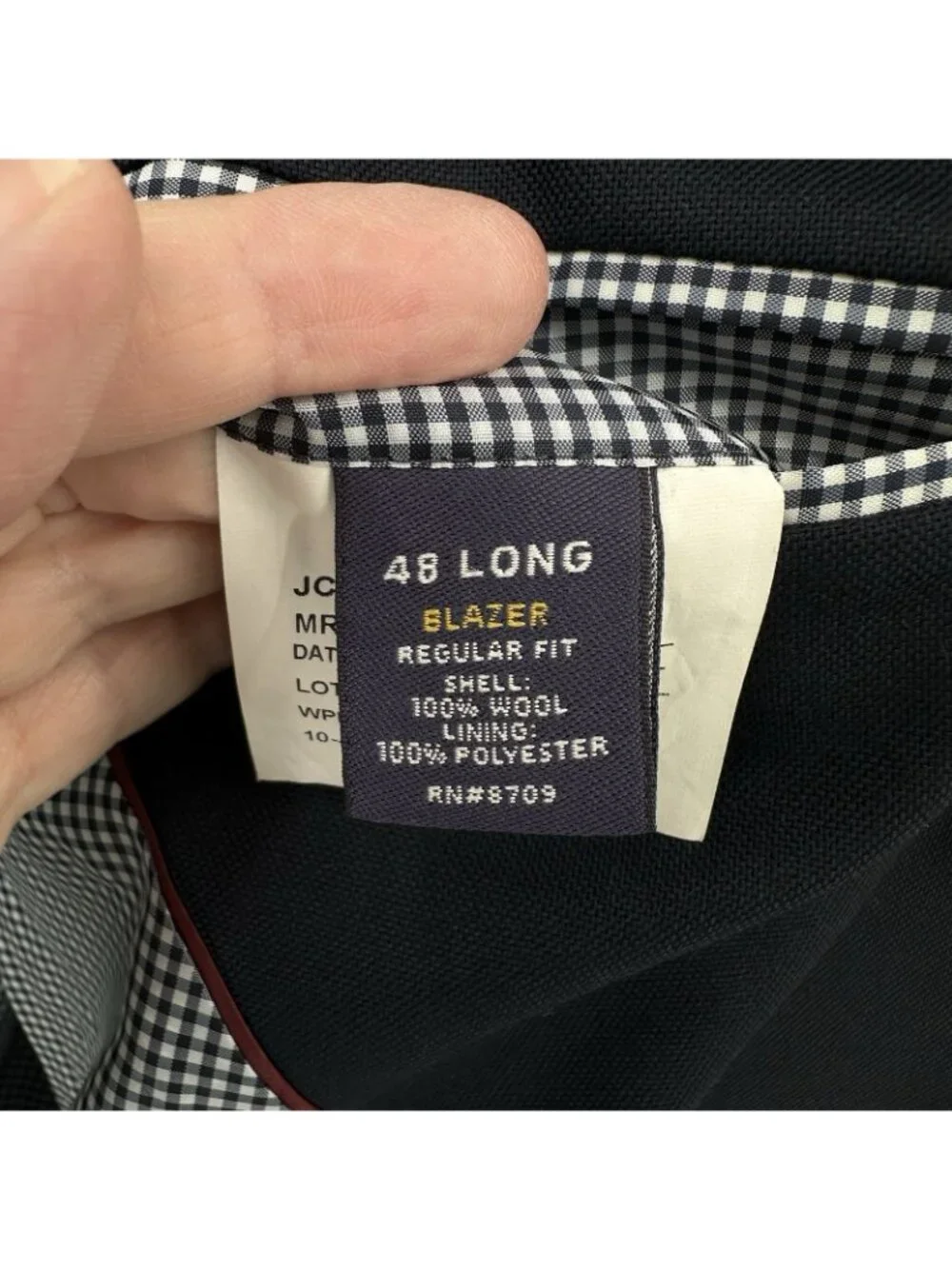STAFFORD jacket blazer navy blue 48L 100% wool business casual gold buttons